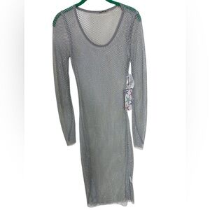 Forever 21 Silver Mesh Long Sleeve Swimwear cover